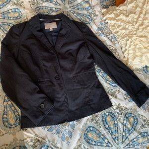 Black blazer with light blue stripes